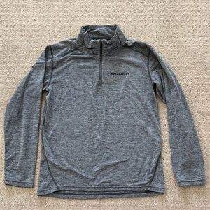 Bauer gray long sleeve tech half-zip gray shirt - youth medium